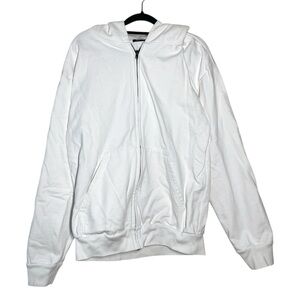 Talentless White Cotton Heavyweight Full Zip Hoodie Sweatshirt Small